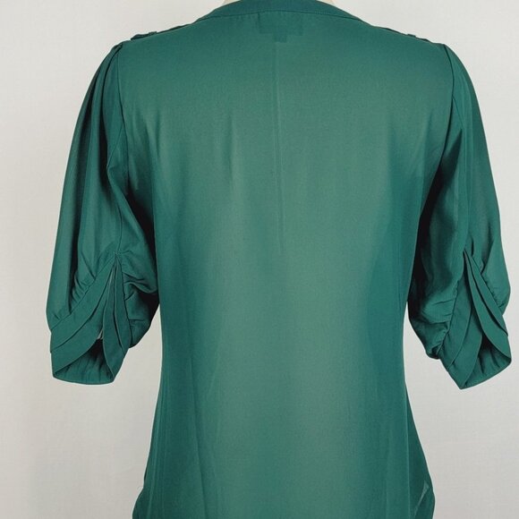 Angie Womens Sheer Tunic Blouse Small Green Career Ethereal Layer Goblin… - Picture 8 of 16